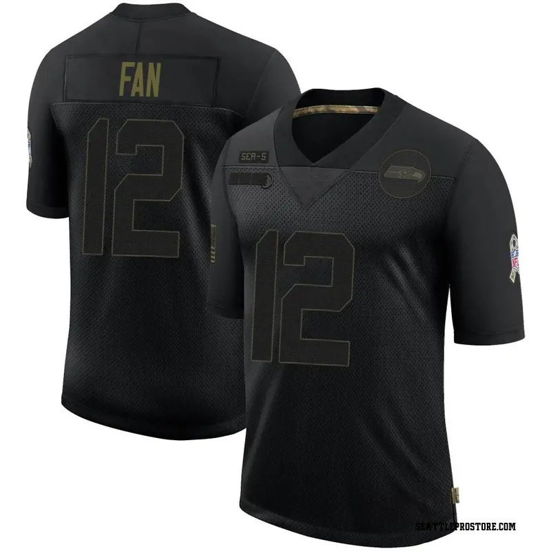 Limited Youth 12th Fan Black/Gold Jersey - Football Seattle Seahawks Salute  to Service Size S(10-12)