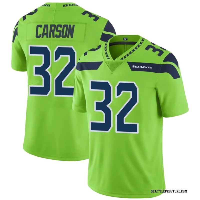 Seattle Seahawks Chris Carson Autographed Custom Blue Champion Jersey JSA  #WPP267963 - Mill Creek Sports